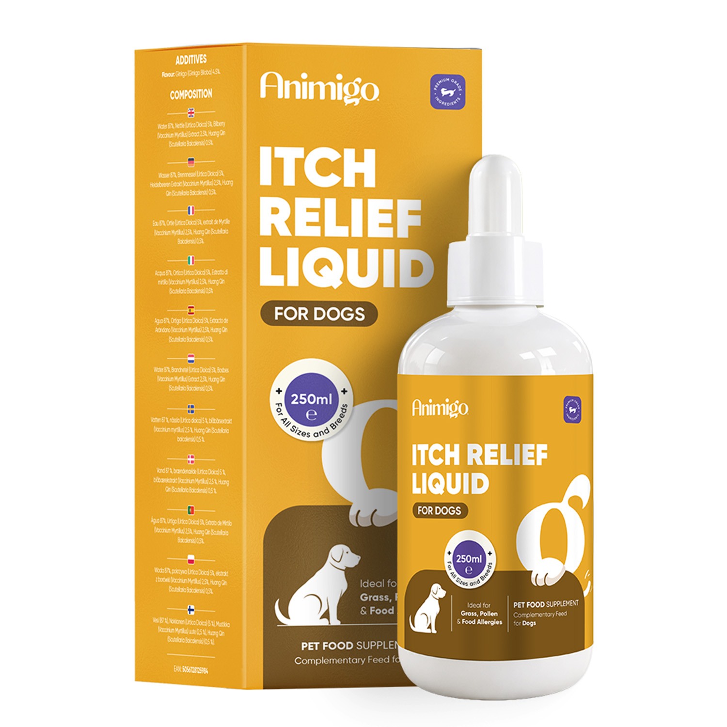 Flydende kosttilskud til hund og kat Animigo Itch Relief 250 ml, 250 ml